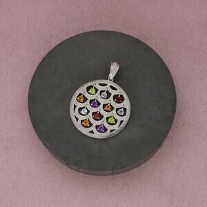 sterling silver diamond accent amethyst garnet citrine topaz pendant